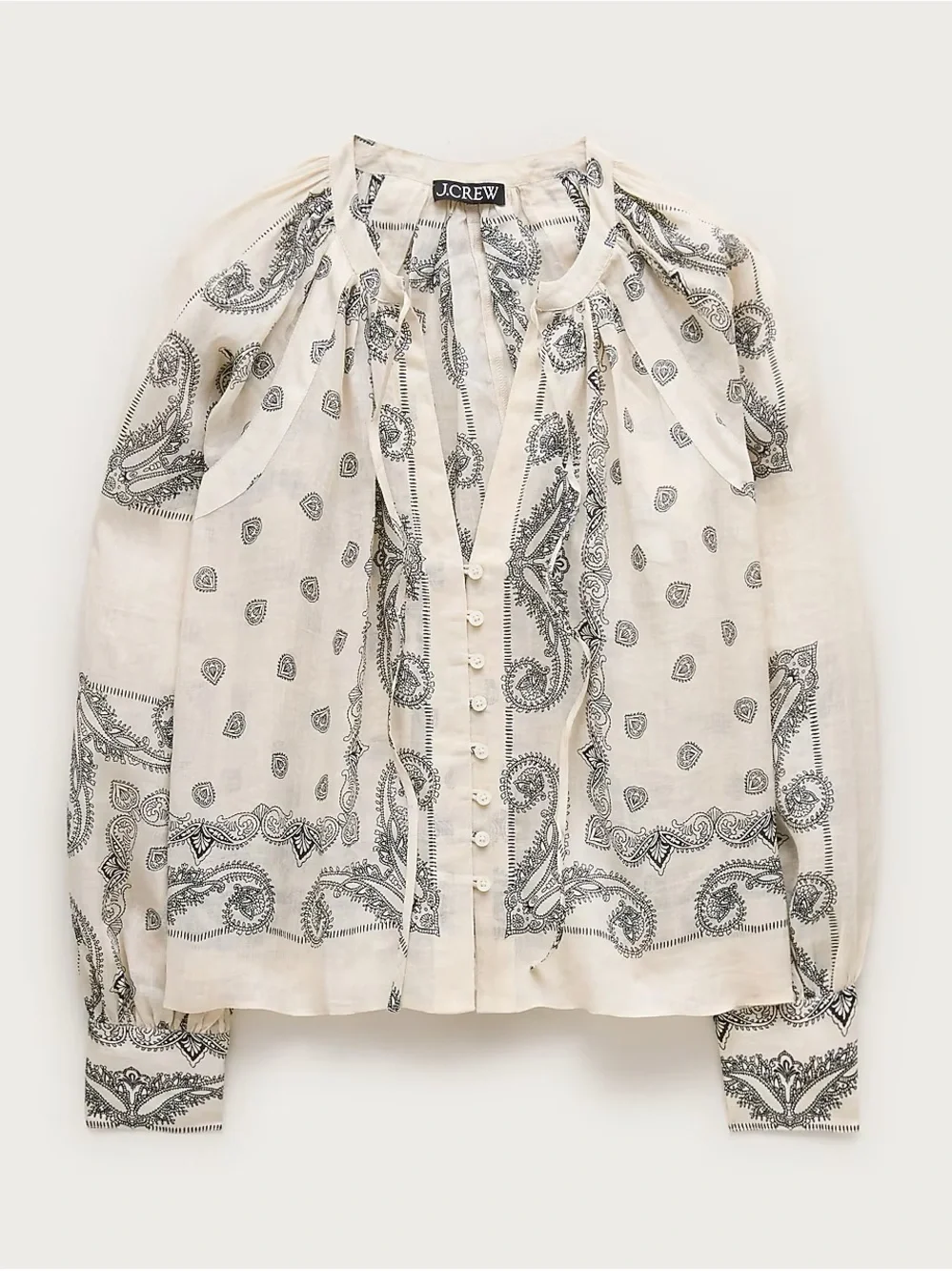 J.Crew Popover top in bandana-print ramie size M